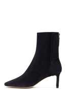 Kadın Siyah Fermuarlı Kısa Topuklu Süet Deri Bot | Derimod