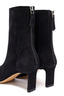 Kadın Siyah Fermuarlı Kısa Topuklu Süet Deri Bot | Derimod