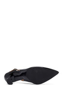 Woman Black Slingback Chunky Heel Leather Shoe | Derimod