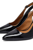 Woman Black Slingback Chunky Heel Leather Shoe | Derimod