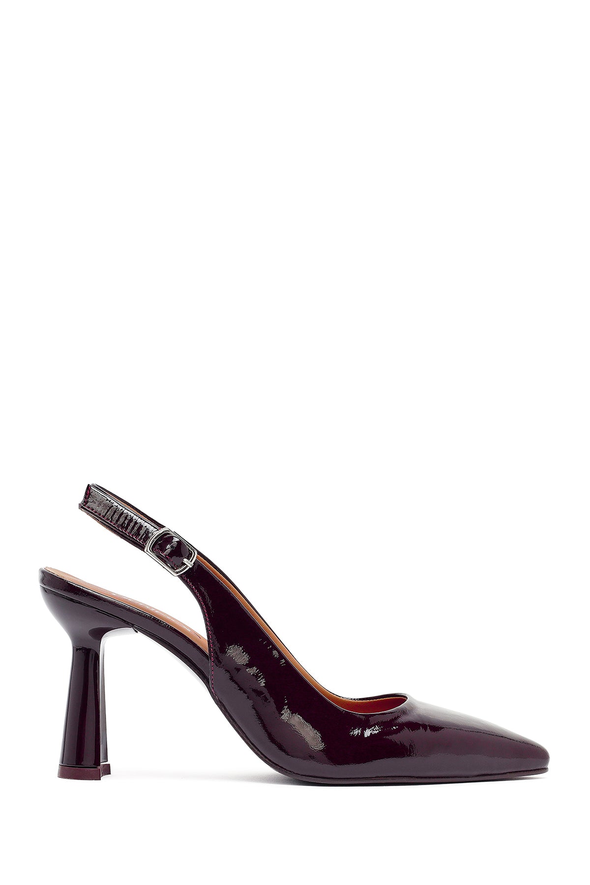 Woman Burgundy Slingback Thick Heel Leather Shoe 25AFD130216 | Derimod
