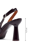Woman Burgundy Slingback Thick Heel Leather Shoe | Derimod