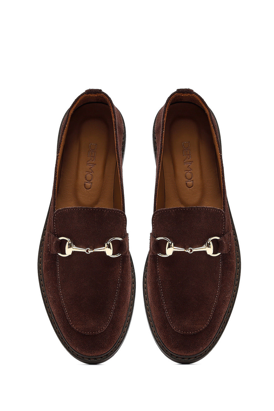 Woman Brown Buckled Suede Leather Loafer
