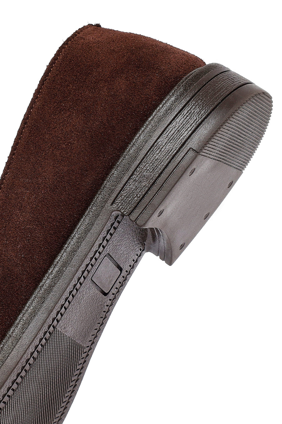 Woman Brown Buckled Suede Leather Loafer