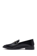 Woman Black Buckle Leather Masculine Loafer | Derimod