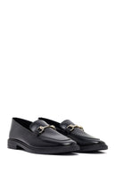Woman Black Buckle Leather Masculine Loafer | Derimod