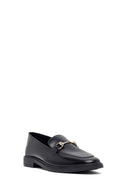 Woman Black Buckle Leather Masculine Loafer | Derimod
