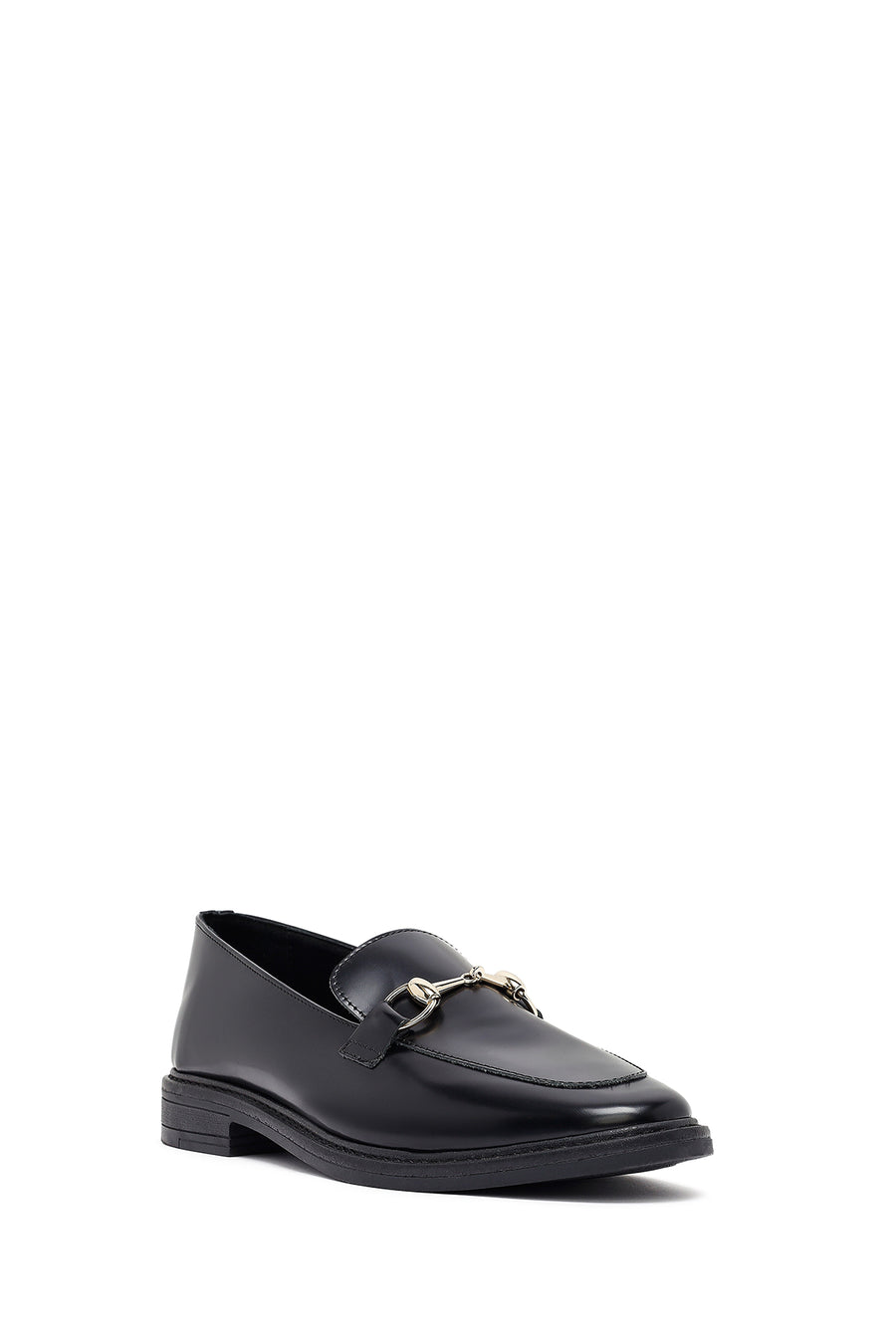 Woman Black Buckle Leather Masculine Loafer