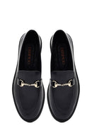 Woman Black Buckle Leather Masculine Loafer | Derimod