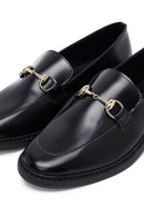 Woman Black Buckle Leather Masculine Loafer | Derimod
