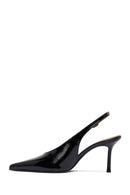 Kadın Siyah Arkası Açık İnce Topuklu Deri Ayakkabı | Derimod