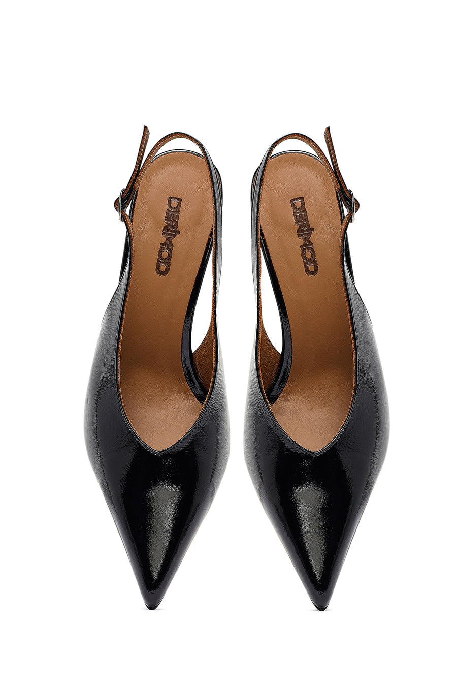 Woman Black Slingback Stiletto Heel Leather Shoe
