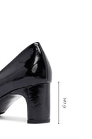 Woman Black Chunky Heels Leather Shoe | Derimod