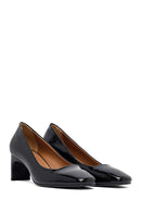 Woman Black Chunky Heels Leather Shoe | Derimod