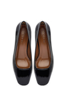 Woman Black Chunky Heels Leather Shoe | Derimod