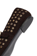 Kadın Kahverengi Taşlı Deri Babet | Derimod