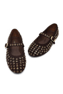 Kadın Kahverengi Taşlı Deri Babet | Derimod