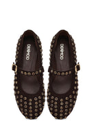 Kadın Kahverengi Taşlı Deri Babet | Derimod