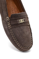 Women Mink Buckled Suede Leather Loafer | Derimod