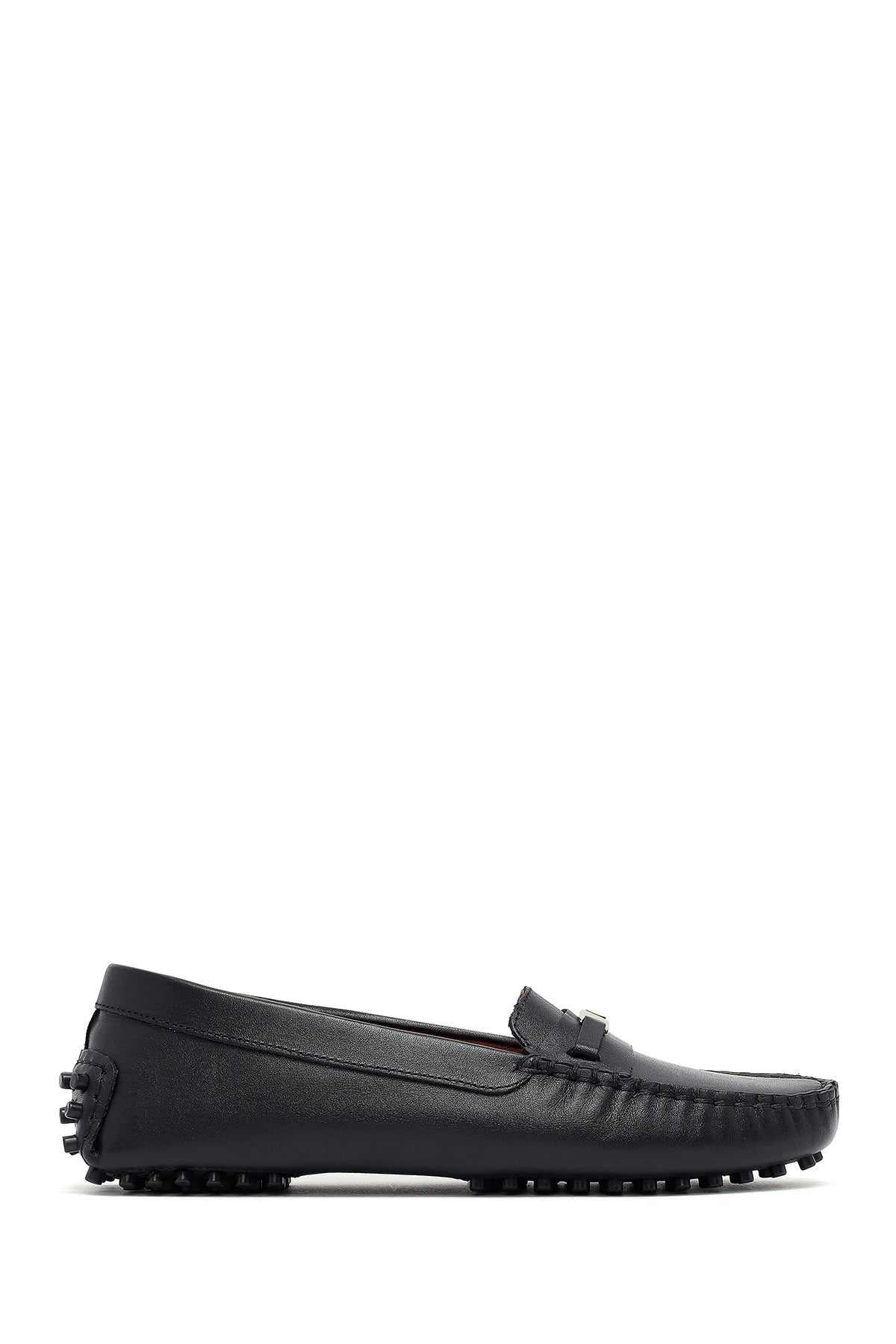 Woman Black Buckle Leather Loafer 25AFD141718 | Derimod