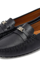 Woman Black Buckle Leather Loafer | Derimod