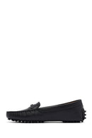 Woman Black Buckle Leather Loafer | Derimod
