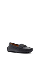 Woman Black Buckle Leather Loafer | Derimod