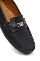 Woman Black Buckle Leather Loafer | Derimod