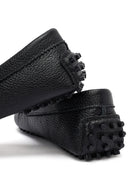 Woman Black Leather Loafers | Derimod