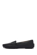 Woman Black Leather Loafers | Derimod
