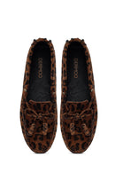 Kadın Leopar Fiyonklu Süet Deri Loafer | Derimod