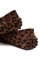Kadın Leopar Fiyonklu Süet Deri Loafer | Derimod