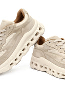 Kadın Bej Bağcıklı Kalın Tabanlı Deri Sneaker | Derimod