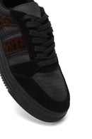 Women's Black Lace-Up Thick-Soled Patterned Leather Sneaker | Derimod