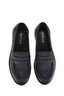 Woman Siyah Leather Comfort Loafer | Derimod