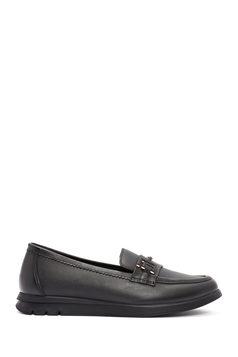 Kadın Siyah Toka Detaylı Deri Comfort Loafer 25AFD150418 | Derimod
