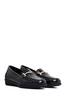 Woman Black Buckle Leather Masculine Loafer | Derimod