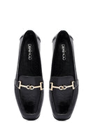 Woman Black Buckle Leather Masculine Loafer | Derimod