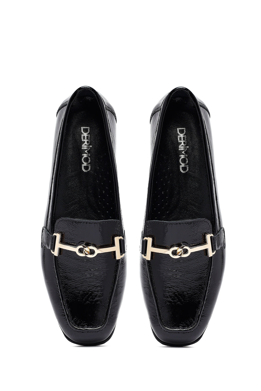 Kadın Siyah Tokalı Deri Maskülen Loafer