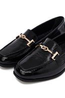 Woman Black Buckle Leather Masculine Loafer | Derimod