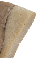 Woman Mink Suede Zippered Wedge Heel Leather Boat | Derimod