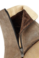 Woman Mink Suede Zippered Wedge Heel Leather Boat | Derimod