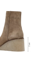 Woman Mink Suede Zippered Wedge Heel Leather Boat | Derimod