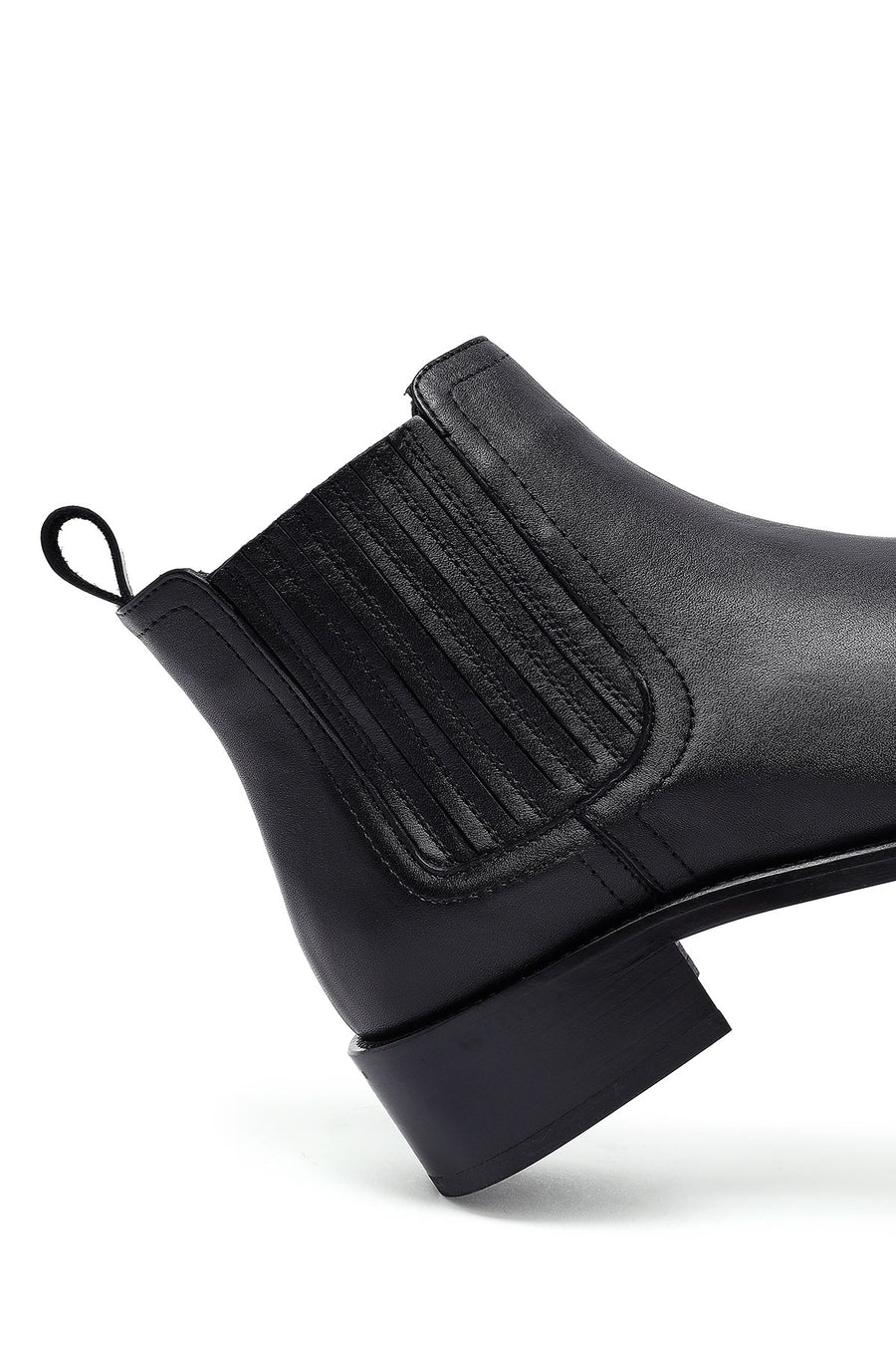 Woman Siyah Leather Chelsea Bot