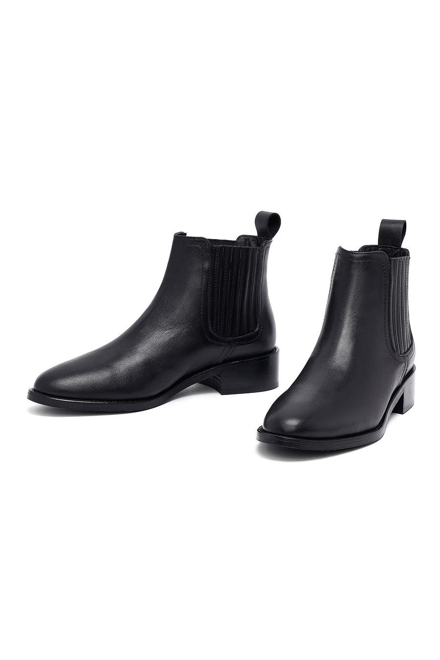Woman Siyah Leather Chelsea Bot