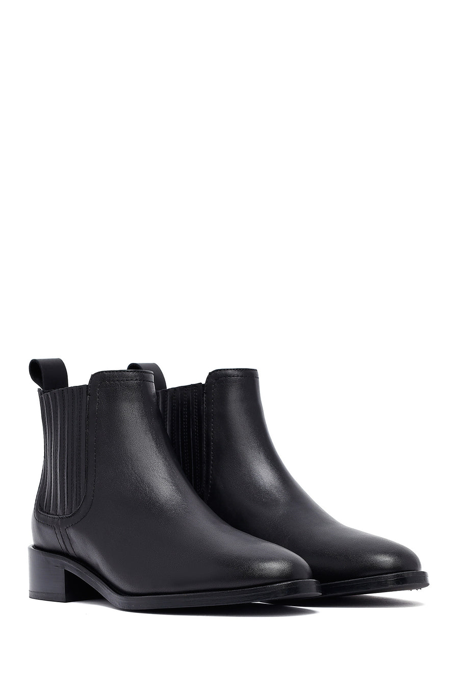 Woman Siyah Leather Chelsea Bot