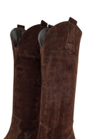 Woman Brown Chunky Heel Suede Leather Cowboy Boots | Derimod