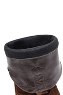 Woman Brown Chunky Heel Suede Leather Cowboy Boots | Derimod