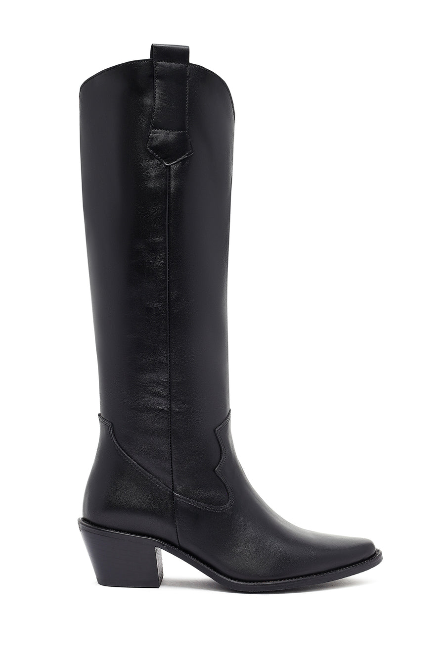 Woman Black Chunky Heels Leather Cowboy Boots 25AFD152918 | Derimod
