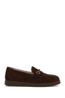 Women's Brown Buckled Suede Leather Comfort Loafer | Derimod